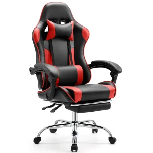 JHK Ergonomic Racing Gaming Chair Adjustable Swivel PU Leather with Headrest and Lumbar Support For Office Computer Living Room - Thumbnail Image 7