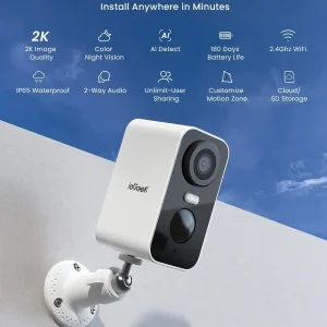 ieGeek 2K Wireless Security Camera Outdoor Colorful Night Vision, Rechargeable Battery CCTV Camera Systems, WiFi Home - Thumbnail Image 5