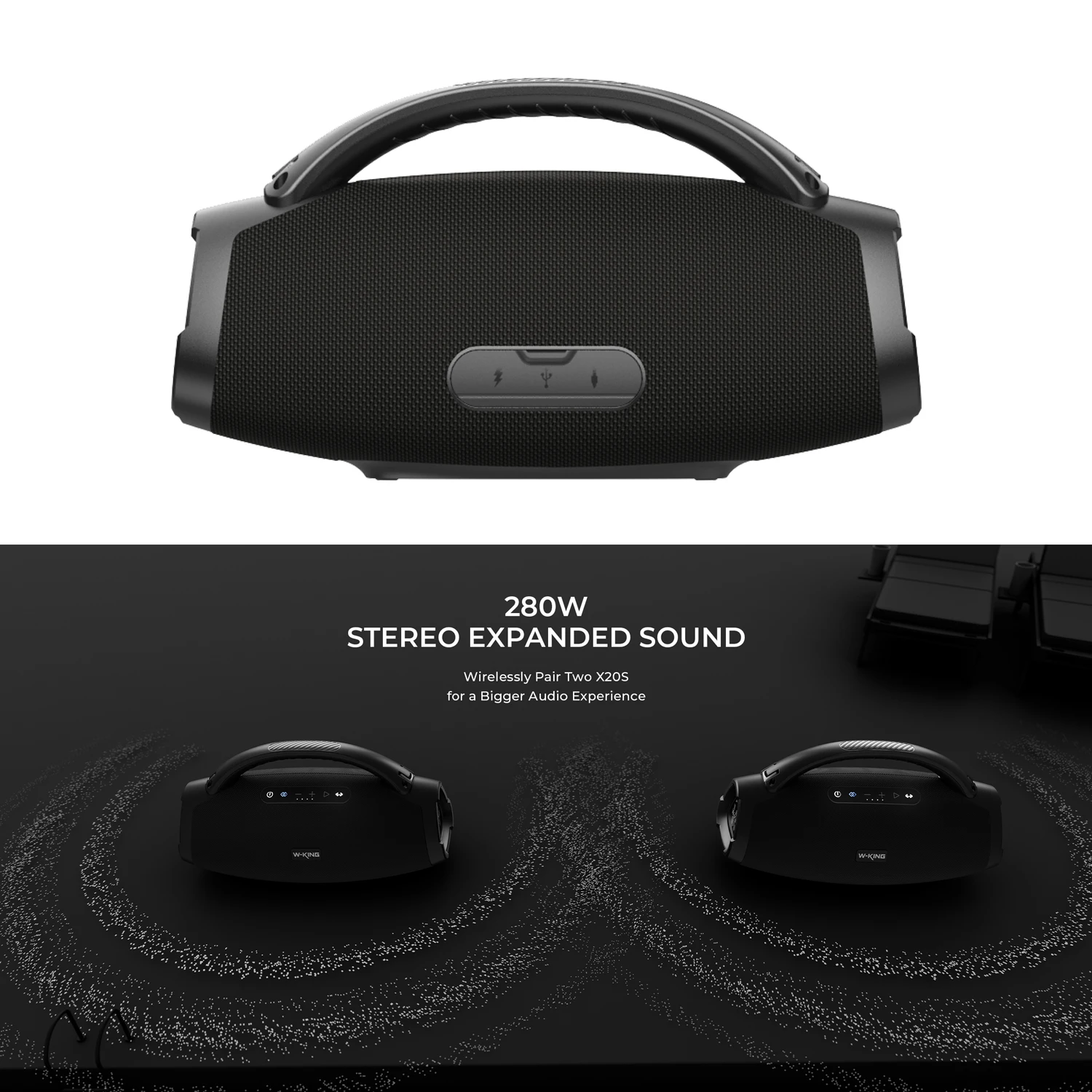 W-KING X20S Bluetooth Speaker w/Strap140W RMS Massive Bass Party Boombox IPX7 Waterproof Speaker Loud Outdoor Portable Sound Box - Image 2