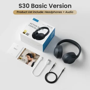 HAYLOU S30 Wireless Bluetooth 5.4 Headphones 43dB Adaptive Noise Cancelling Headsets 40mm Driver 80H Playtime Earphones - Thumbnail Image 13
