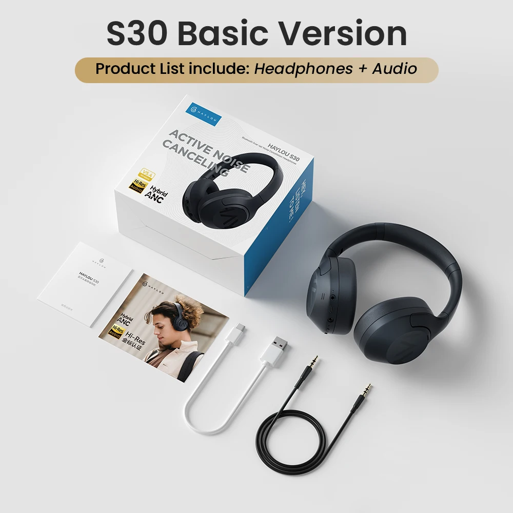HAYLOU S30 Wireless Bluetooth 5.4 Headphones 43dB Adaptive Noise Cancelling Headsets 40mm Driver 80H Playtime Earphones - Image 13