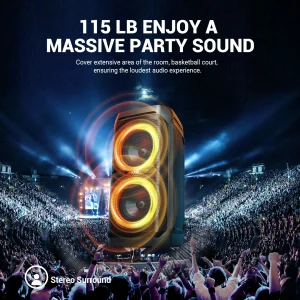 W-KING T11 Bluetooth Speakers,100W RMS, IPX6 Waterproof, BT 5.3 Portable Party Boombox Wireless Deep Bass/115dB Loud Massive Sound - Thumbnail Image 2