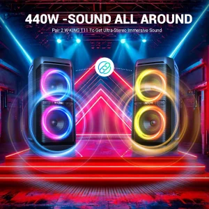 W-KING T11 Bluetooth Speakers,100W RMS, IPX6 Waterproof, BT 5.3 Portable Party Boombox Wireless Deep Bass/115dB Loud Massive Sound - Thumbnail Image 3