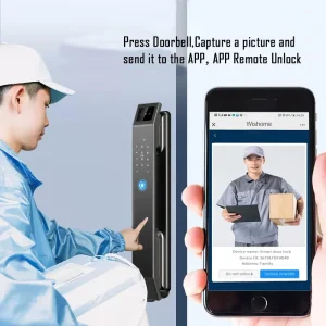 3D Face Recognition Unlock Digital Door Lock With Camera FIngerprint Password Unlock Keyless Electronic Door Lock - Thumbnail Image 4