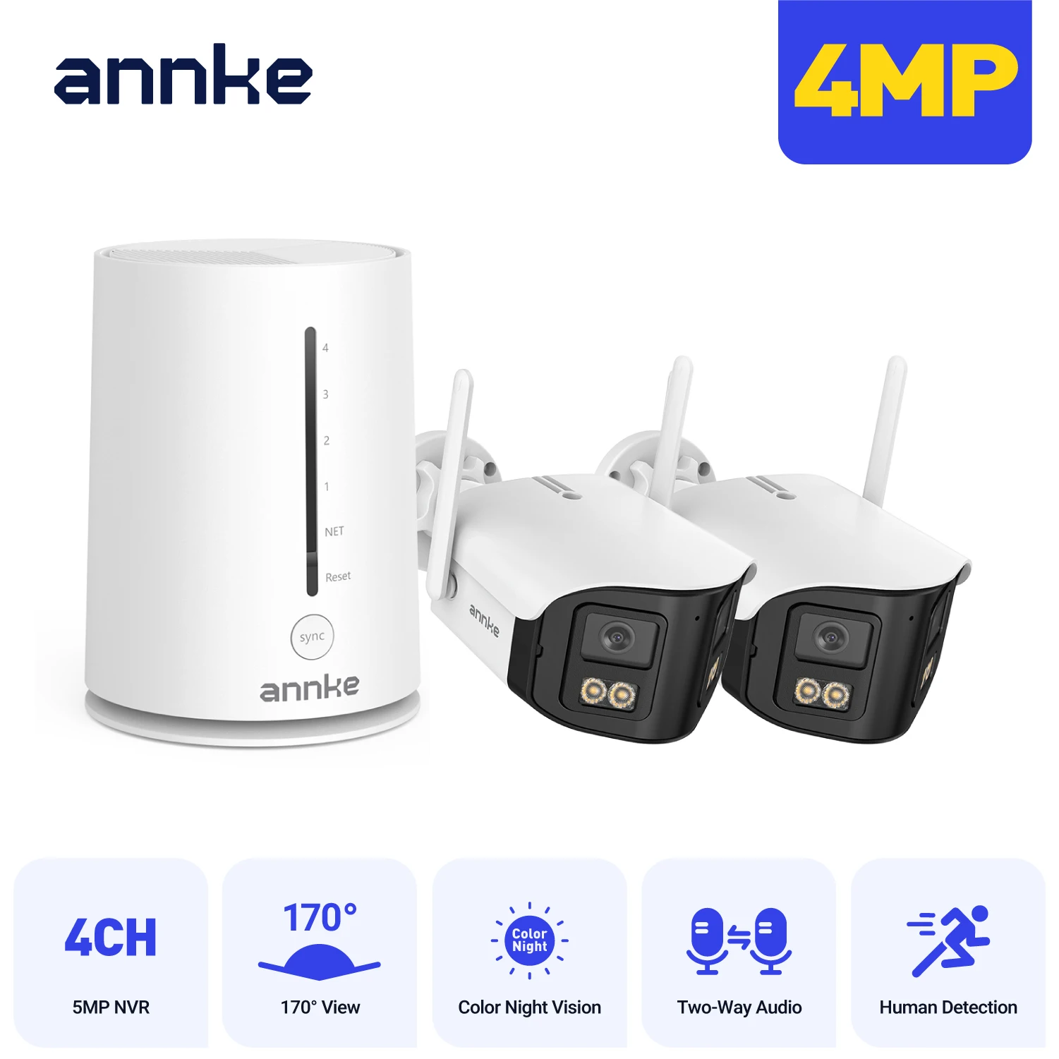 ANNKE Wireless Security Camera System 4CH NVR 4MP Dual Lens WiFi6 Outdoor CCTV Kit Home Surveillance with Alexa - Image 8
