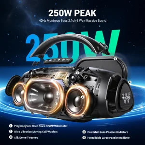 W-KING X20S Bluetooth Speaker w/Strap140W RMS Massive Bass Party Boombox IPX7 Waterproof Speaker Loud Outdoor Portable Sound Box - Thumbnail Image 4