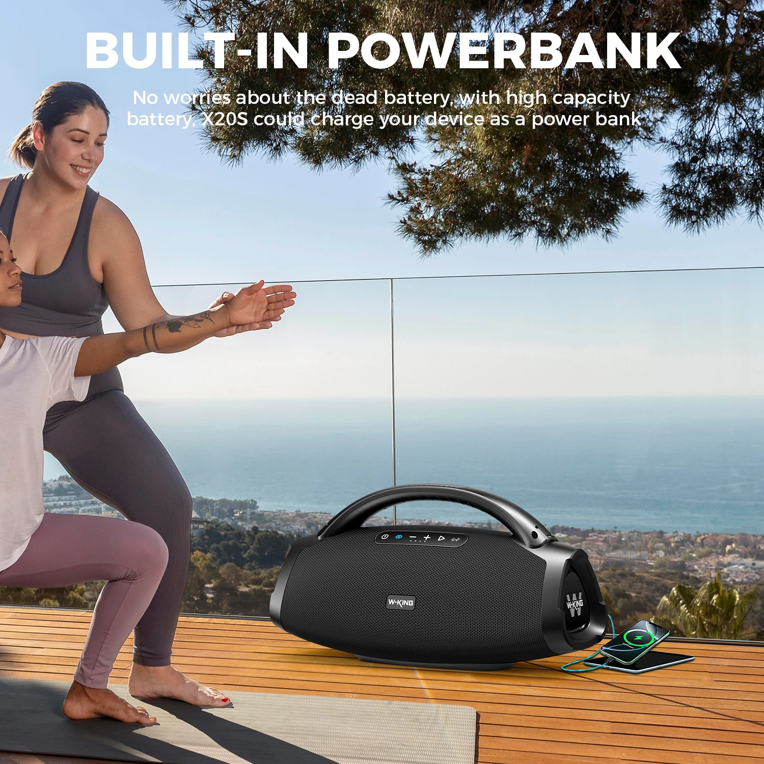 W-KING X20S Bluetooth Speaker w/Strap140W RMS Massive Bass Party Boombox IPX7 Waterproof Speaker Loud Outdoor Portable Sound Box - Image 8