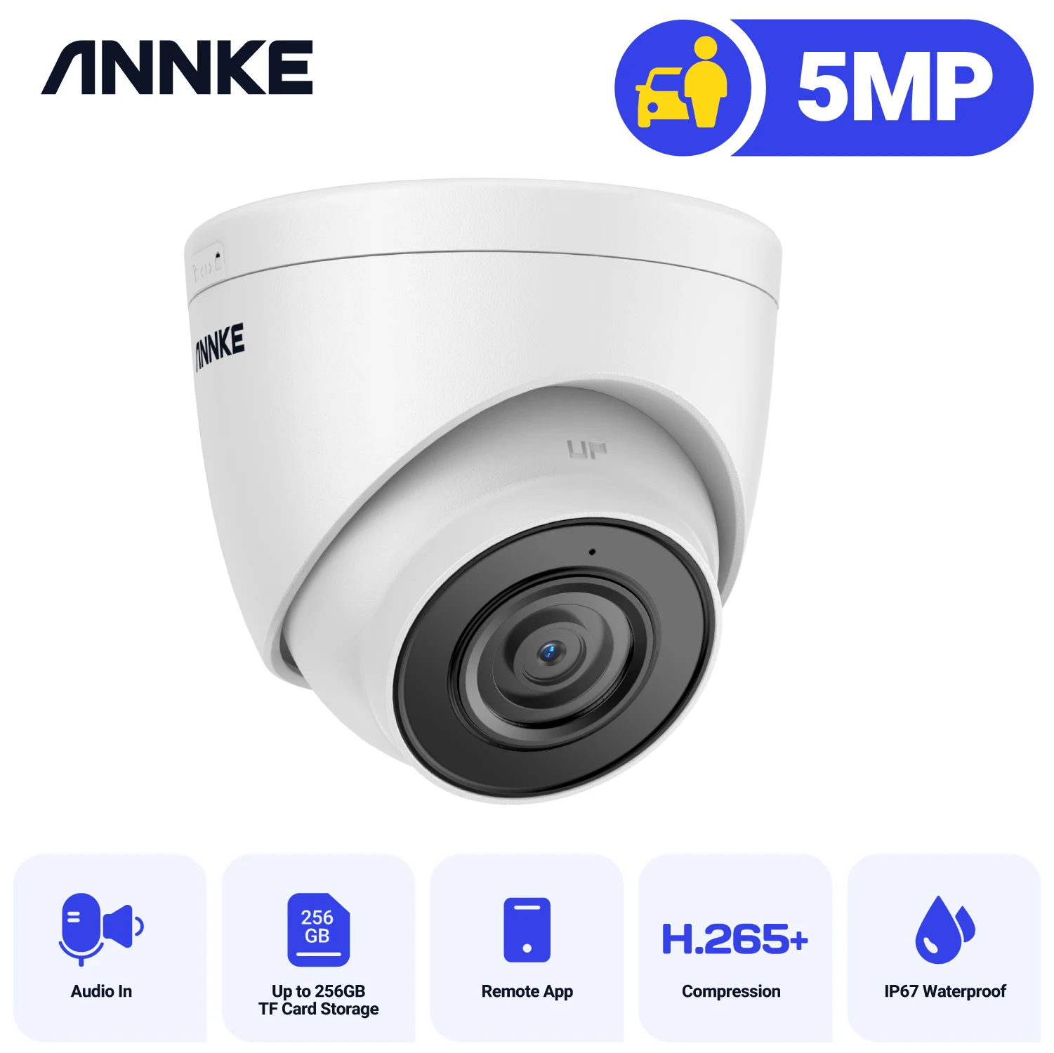 ANNKE 5MP IP Camera Outdoor Indoor POE Security Cameras Smart Home POE Surveillance Cameras TF Card Support With Audio in - Image 1
