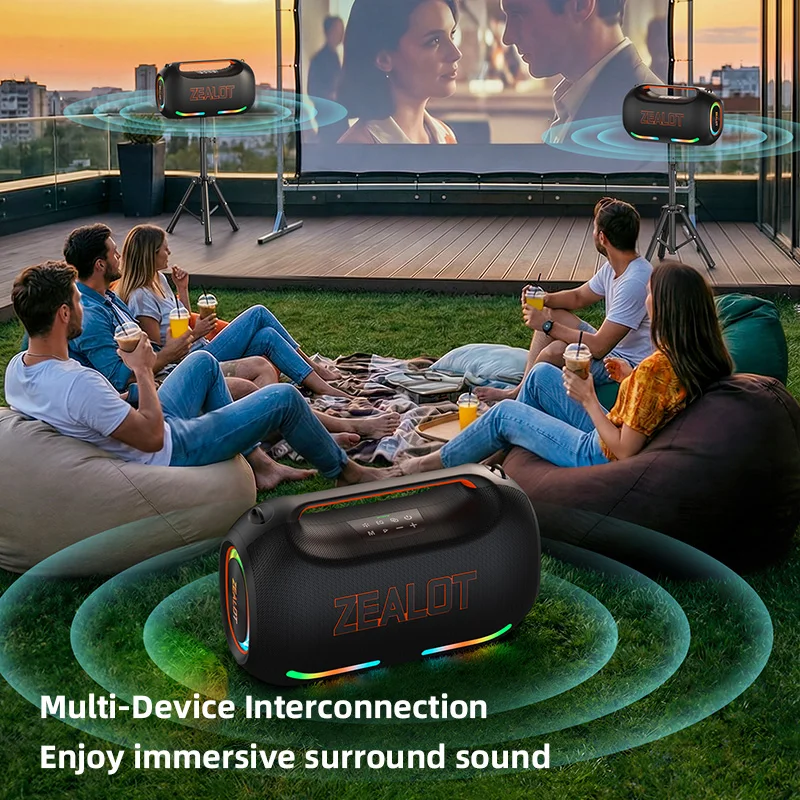 ZEALOT ZE41 Bluetooth Speaker, 300W RMS Peak 400W, High Volume Deep Bass, 48000mAh Battery, RGB Light, Waterproof - Image 4