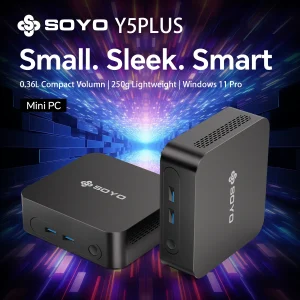 SOYO Mini PC Y5 PLUS Intel I7 4th Gen 8GB RAM 128GB ROM Y5 Air I5 4th GenWindows 11 Pro WiFi BT4.2 Office Desktop Computer HDMI*2 RJ45*1 USB3.0*4 3.3GHZ 4K 60fps UHD Graphics 5000 HDMI VGA Dual Display Silent Cooling VESA Mount - Thumbnail Image 3