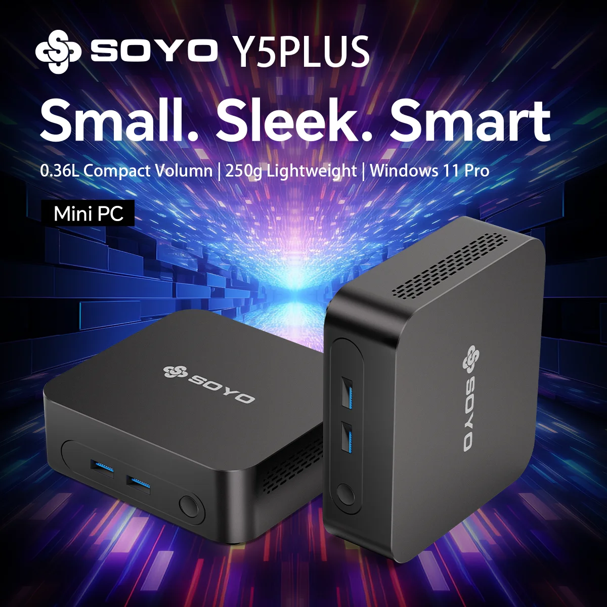 SOYO Mini PC Y5 PLUS Intel I7 4th Gen 8GB RAM 128GB ROM Y5 Air I5 4th GenWindows 11 Pro WiFi BT4.2 Office Desktop Computer HDMI*2 RJ45*1 USB3.0*4 3.3GHZ 4K 60fps UHD Graphics 5000 HDMI VGA Dual Display Silent Cooling VESA Mount - Image 3