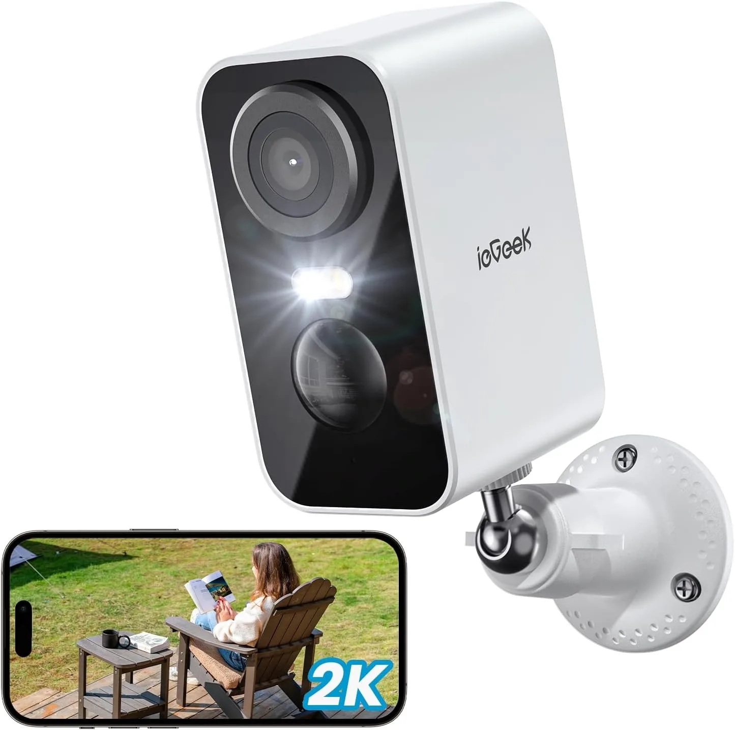 ieGeek 2K Wireless Security Camera Outdoor Colorful Night Vision, Rechargeable Battery CCTV Camera Systems, WiFi Home - Image 1