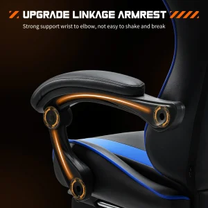 JHK Ergonomic Racing Gaming Chair Adjustable Swivel PU Leather with Headrest and Lumbar Support For Office Computer Living Room - Thumbnail Image 5
