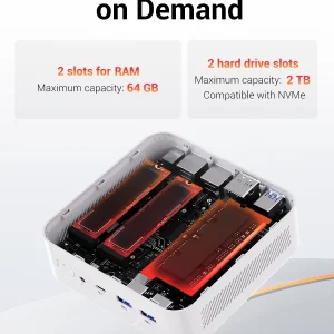 FIREBAT AM02 Mini PC AMD Ryzen 7 H255 DDR5 16GB RAM M.2 PCIe 512GB SSD WiFi6 BT5.2 1000M LAN Windows11 Desktop Computer - Thumbnail Image 4
