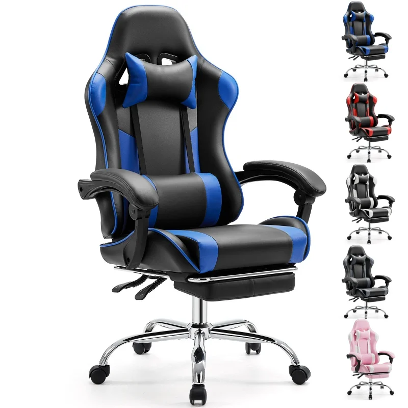 JHK Ergonomic Racing Gaming Chair Adjustable Swivel PU Leather with Headrest and Lumbar Support For Office Computer Living Room - Image 1