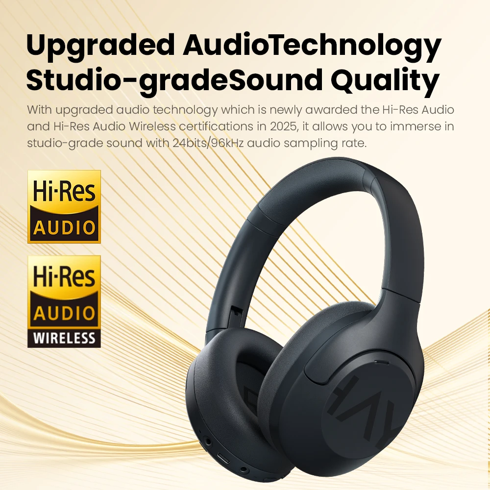 HAYLOU S30 Wireless Bluetooth 5.4 Headphones 43dB Adaptive Noise Cancelling Headsets 40mm Driver 80H Playtime Earphones - Image 4