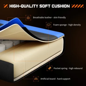 JHK Ergonomic Racing Gaming Chair Adjustable Swivel PU Leather with Headrest and Lumbar Support For Office Computer Living Room - Thumbnail Image 6