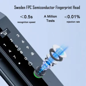 3D Face Recognition Unlock Digital Door Lock With Camera FIngerprint Password Unlock Keyless Electronic Door Lock - Thumbnail Image 3