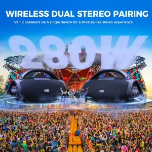 W-KING X20S Bluetooth Speaker w/Strap140W RMS Massive Bass Party Boombox IPX7 Waterproof Speaker Loud Outdoor Portable Sound Box - Thumbnail Image 5