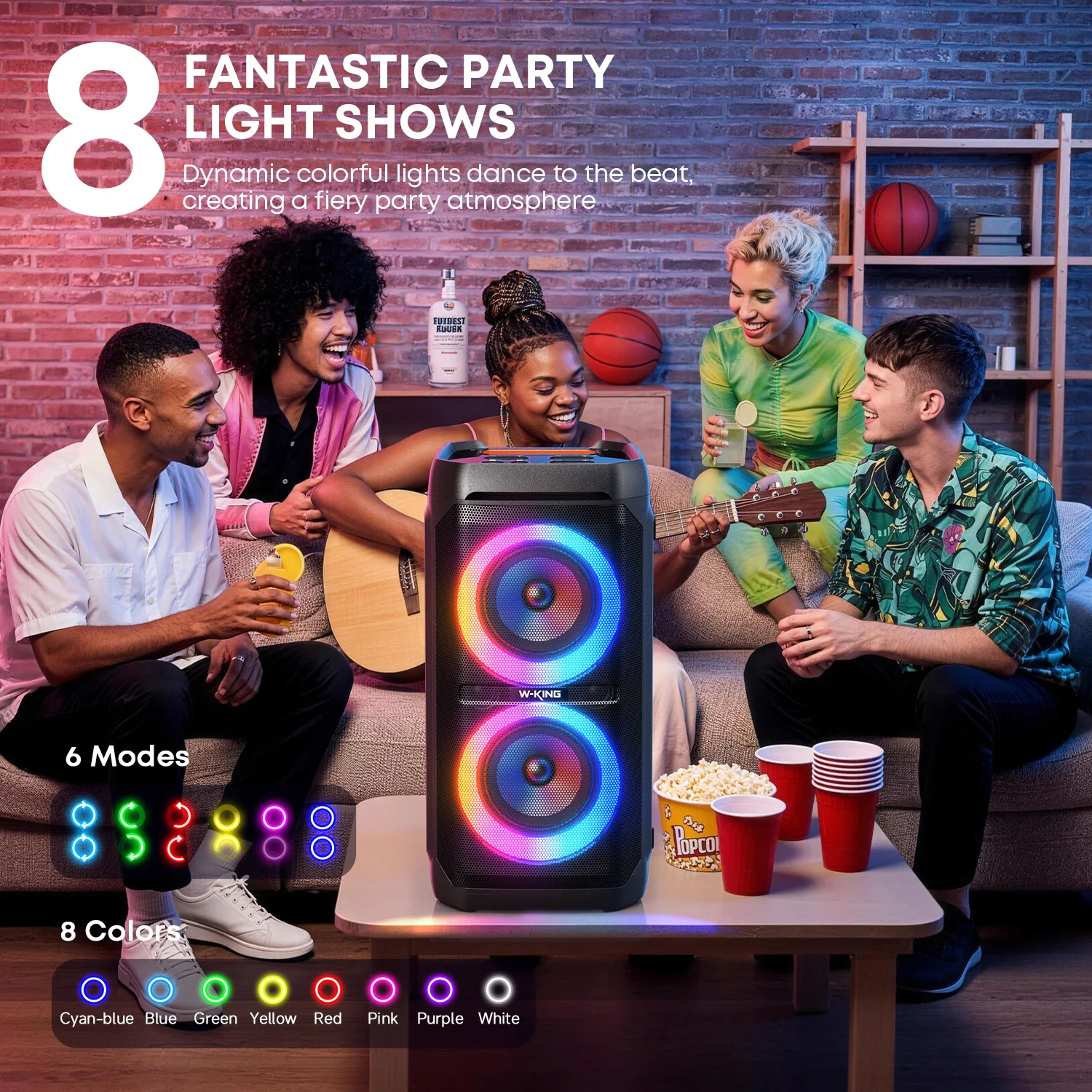 W-KING T11 Bluetooth Speakers,100W RMS, IPX6 Waterproof, BT 5.3 Portable Party Boombox Wireless Deep Bass/115dB Loud Massive Sound - Image 7