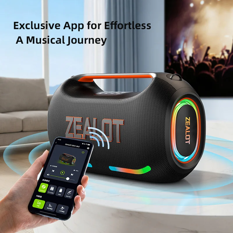 ZEALOT ZE41 Bluetooth Speaker, 300W RMS Peak 400W, High Volume Deep Bass, 48000mAh Battery, RGB Light, Waterproof - Image 3