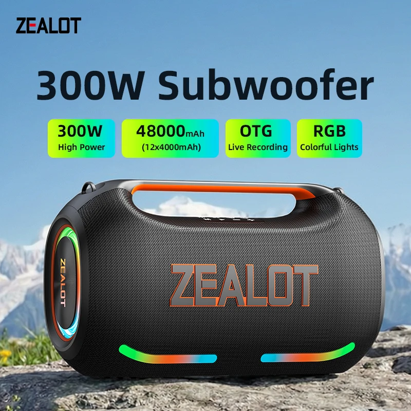 ZEALOT ZE41 Bluetooth Speaker, 300W RMS Peak 400W, High Volume Deep Bass, 48000mAh Battery, RGB Light, Waterproof - Image 1