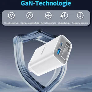 65W GaN PD3.1 Fast Charger With Retractable Cable , 3-Port Type-C + USB-A Travel Adapter For IPhone ,  Laptops, Galaxy Series - Thumbnail Image 4
