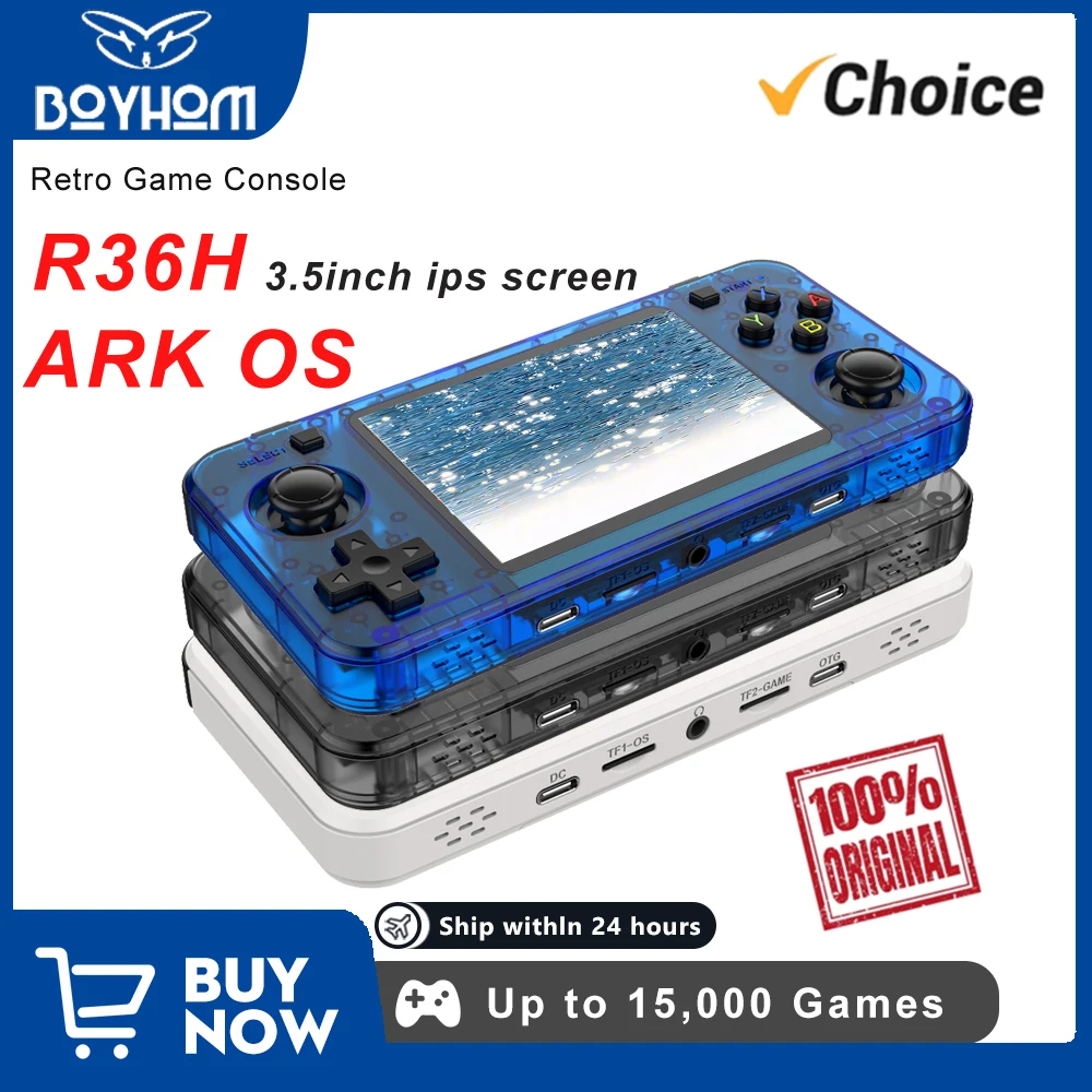BOYHOM R36H Dual-RAM & Genuine Linux ARKOS Retro Handheld Classic Game Consoles 3.5 inch IPS Screen Portable Video Player - Image 1