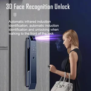 3D Face Recognition Unlock Digital Door Lock With Camera FIngerprint Password Unlock Keyless Electronic Door Lock - Thumbnail Image 2