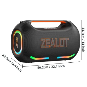 ZEALOT ZE41 Bluetooth Speaker, 300W RMS Peak 400W, High Volume Deep Bass, 48000mAh Battery, RGB Light, Waterproof - Thumbnail Image 6