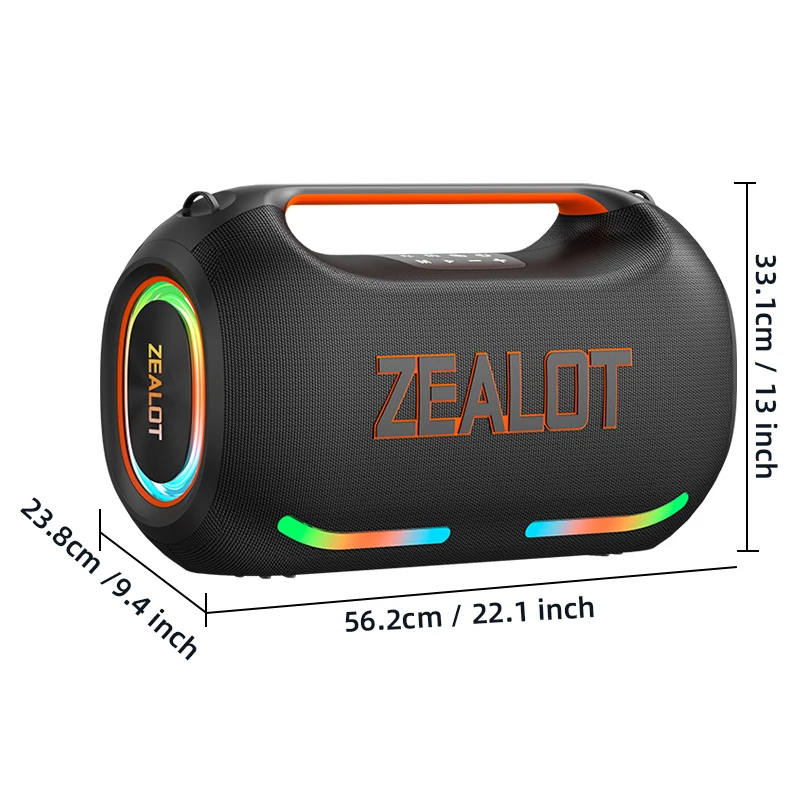 ZEALOT ZE41 Bluetooth Speaker, 300W RMS Peak 400W, High Volume Deep Bass, 48000mAh Battery, RGB Light, Waterproof - Image 6