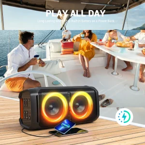 W-KING T11 Bluetooth Speakers,100W RMS, IPX6 Waterproof, BT 5.3 Portable Party Boombox Wireless Deep Bass/115dB Loud Massive Sound - Thumbnail Image 4